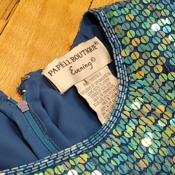 Vintage Papell Mermaid Silk Sequin Top - Picture 2 of 10